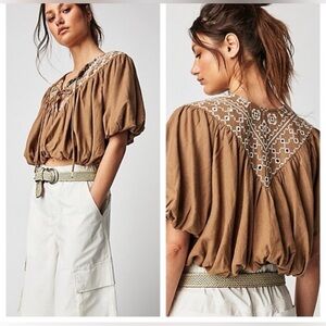 Free People Joni Size Small Linen New Without Tags Boho Top Shirt.
Brown